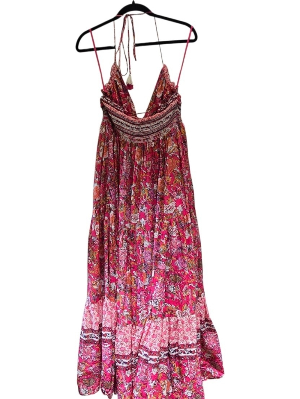 Freepeople Pink Floral Halter Maxi Dress Size Large - Picture 2 of 7